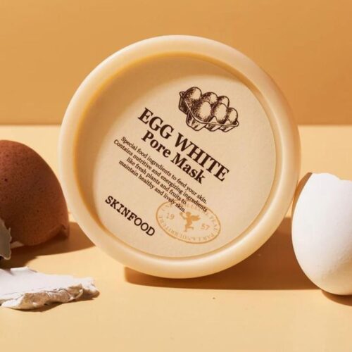 Egg white face cleansing mask in a pot